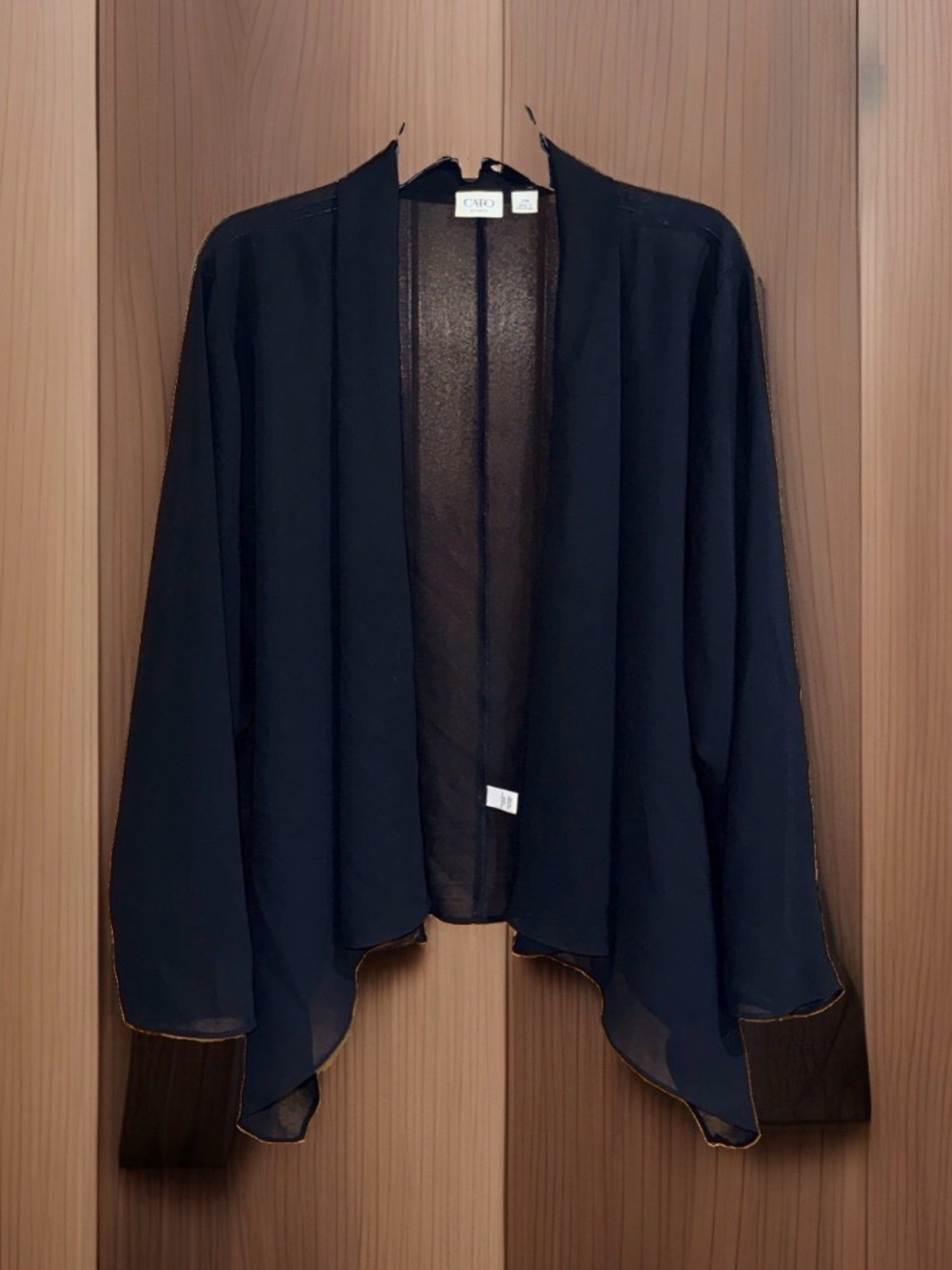 Cato Women’s Black Sheer Open Front Long Sleeve Kimono/Cover-Up-24W-EC
